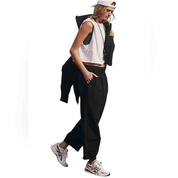 Free People FP Movement Black Pants Womens Offsides Belt Buckle Pockets Size S - Picture 4 of 14